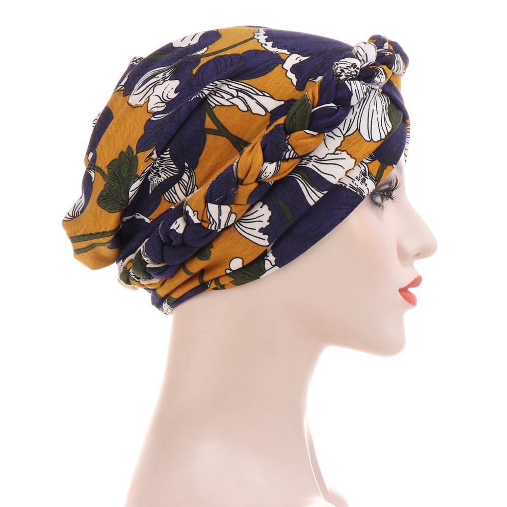nueva impresión musulmán Hijab Turbante para las mujeres gorro estilo bohemio árabe de la hiyab interior Bonnet Femme Musulman Turbante Mujer