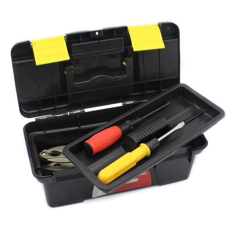 Caja de herramientas de plástico portátil, caja de herramientas de mantenimiento multifunción para el hogar, caja de almacenamiento para coche, caja de herramientas anticaída