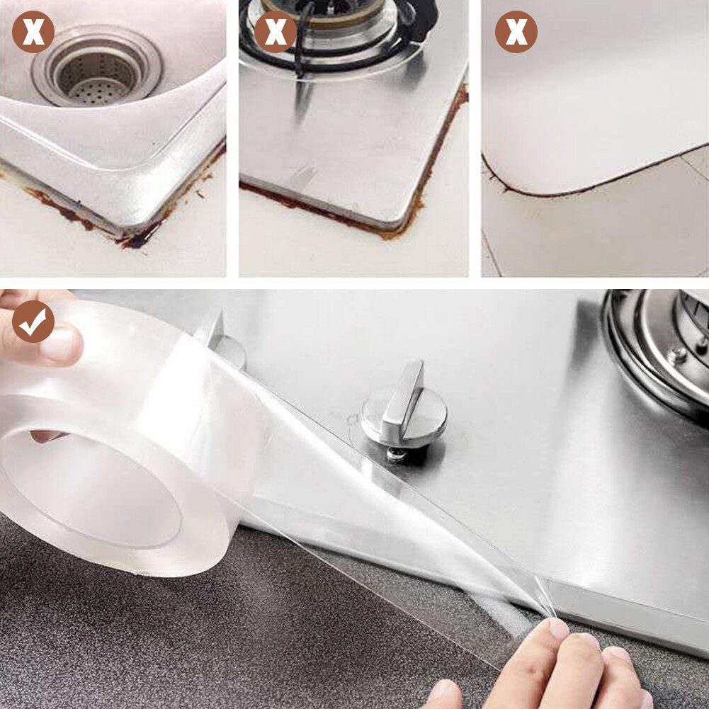Keuken Badkamer Douche Waterdicht Vormbewijs Tape Wastafel Bad Afdichtstrip Tape Zelfklevende Waterdichte Lijm Nano Tape