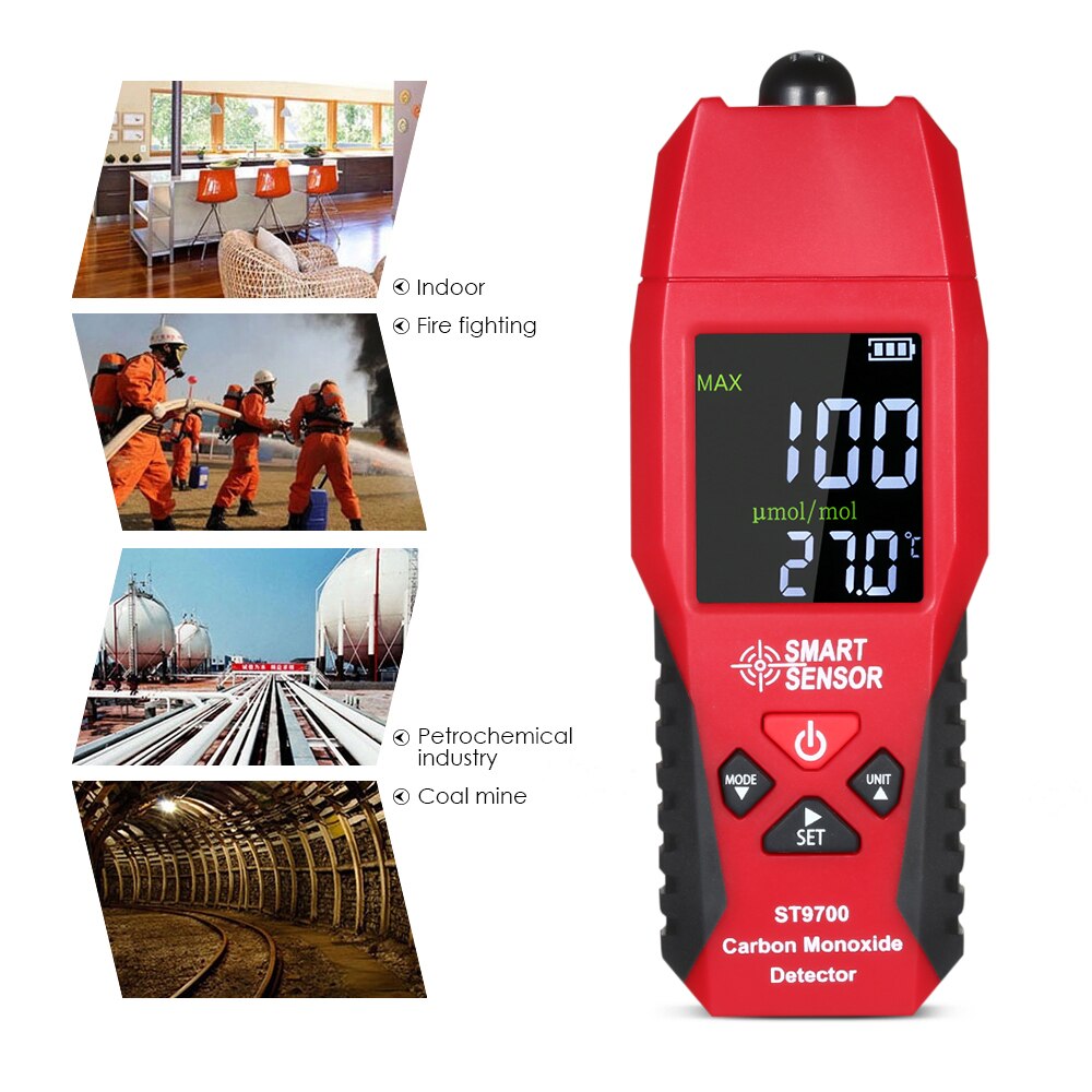Kohlenmonoxid Warnmelder LCD Anzeige CO Melder 85Db Alarm