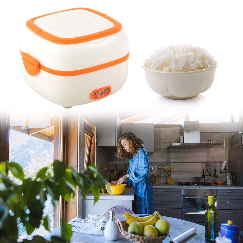 Multifunctional Electric Lunch Box Mini Rice Cooker Food Heater Steamer Bowls Spoon Measuring Cup Cooking Tool