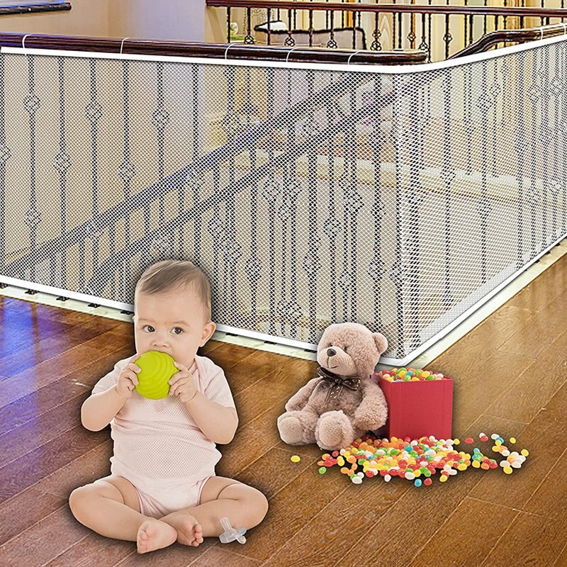 Stairway Net - Baby Safety Rail - Balcony Railing Guard Banister Proofing Stair Net For Child, Pet- Indoor &amp; Outdoo