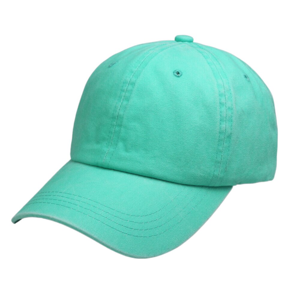 Damer mintgrønn ustrukturert baseballcaps vasket bomull 6 panel ball lokk retro #39 neon gul neon rosa
