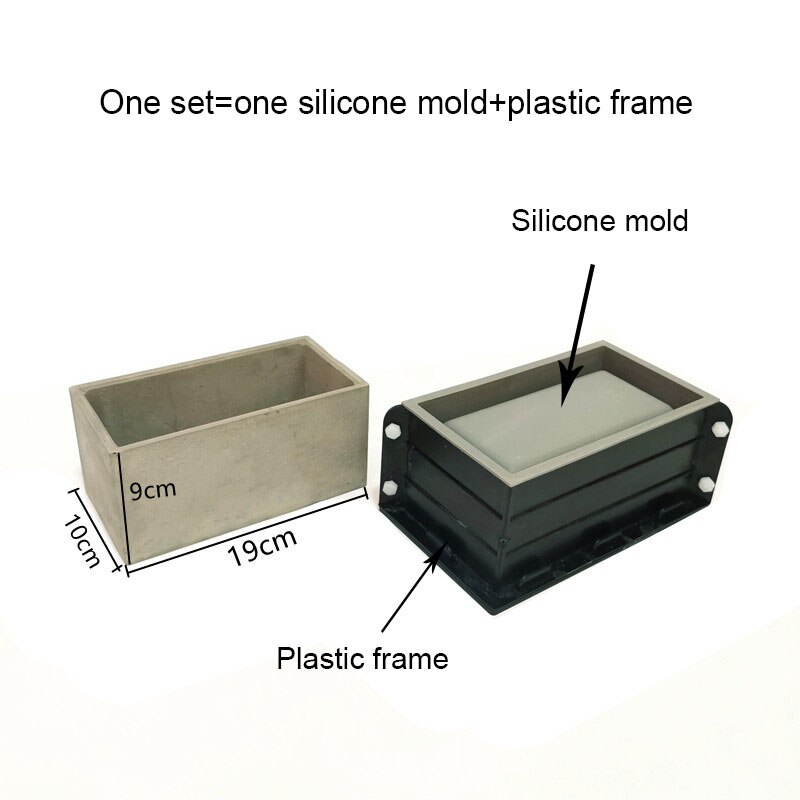 DIY Succulent Plants Round Concrete Pot Silicone Mold Square Cement Planter Molds Big Rectangle Flowerpot Plaster Resin Mould: Rectangle pot mold