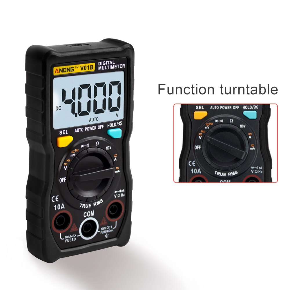 Digital Multimeter 6000 counts Auto Ranging AC/DC voltage meter Flash light Back light Large Screen 113A/D: V01B