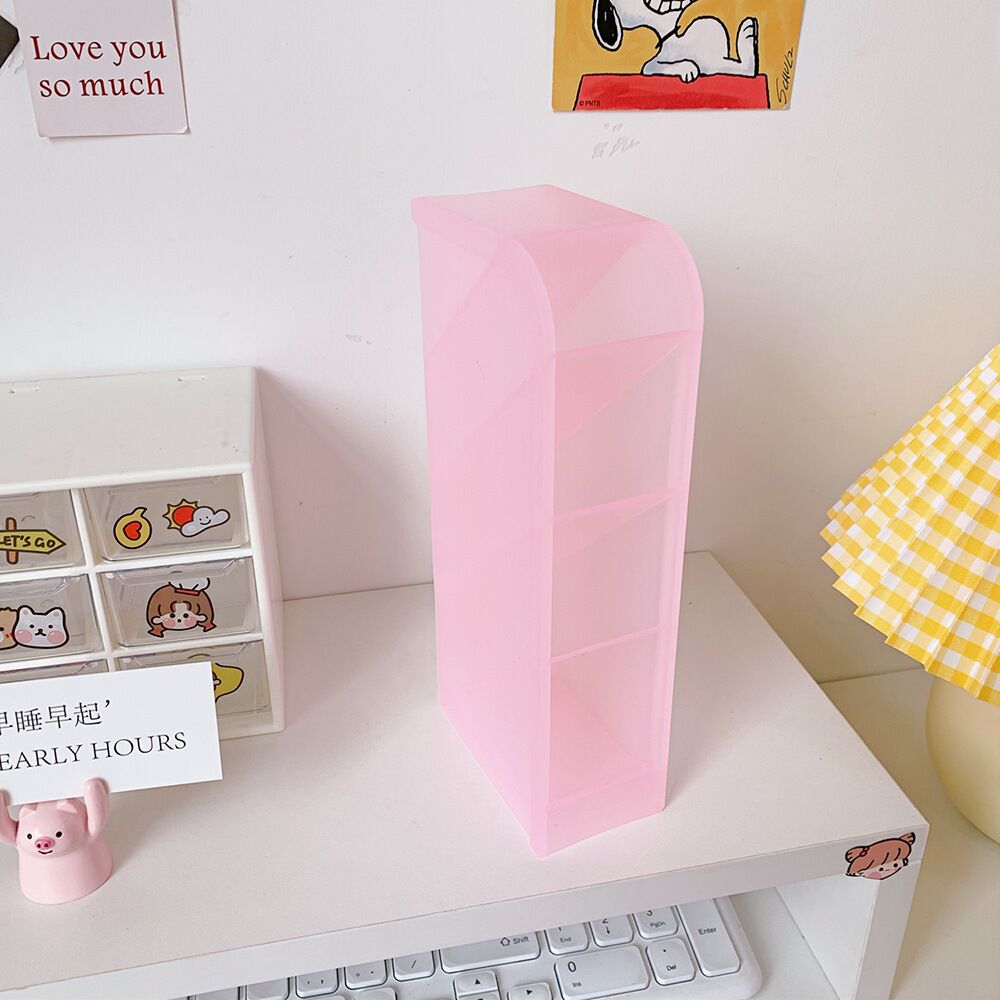 Minkys Kawaii Bitterkoekje Kleur 4 Gird Desktop Organizer Penhouder Bureau Makeups Potlood Opbergdoos School Kantoorbenodigdheden: pink