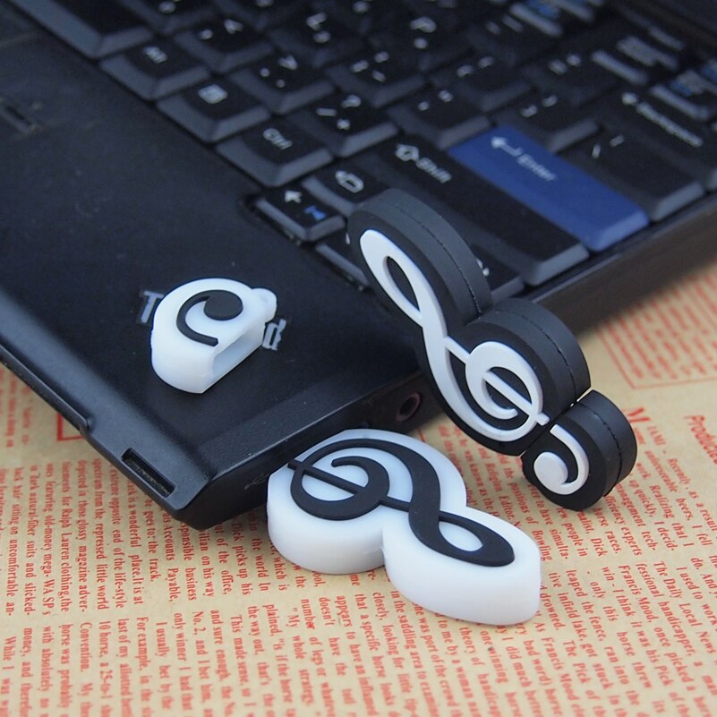 Cartoon muzieknoot usb-stick siliconen flash drsk 64gb pendrive 32gb 128mb cle usb-stick 2.0 voor kinderen