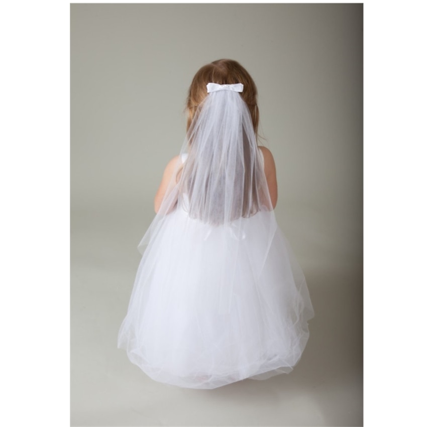 White Ivory Kid Girls First communion Veils One Layer Bows Wedding Flower children veil Voile Mariage Fille velos de novia