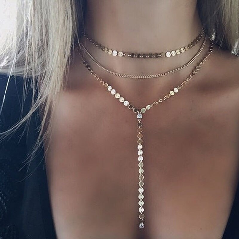 Abdoabdo Collier Gelaagde Kettingen Kettingen Vrouwen Zilver Kleur Bohemen Rvs Kettingen Sieraden Lady Collares