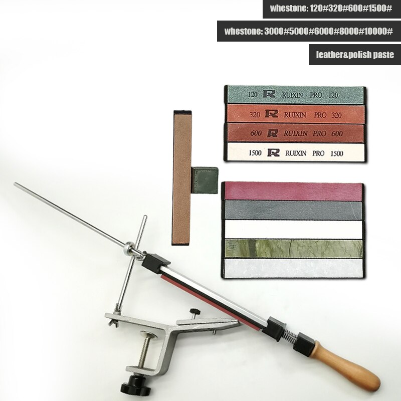 Ruixin pro RX008 Aluminium alloy Knife sharpener system fixed angle sharpener sharpening stones kitchen tools grinding kit: GT 4Y 5P PG