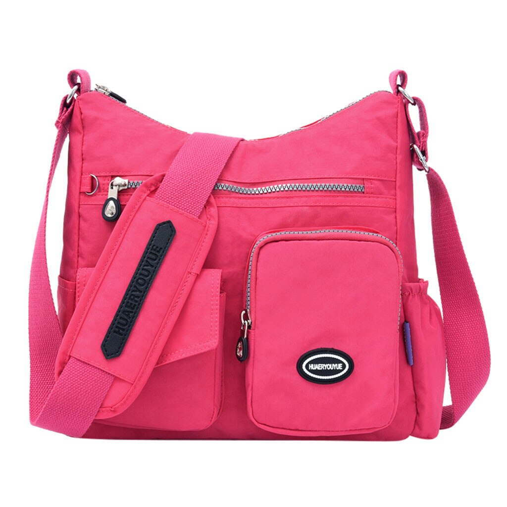 Women Handbag Nylon Casual Waterproof Ladies Shoulder Bags Travel Large Capacity girls Bag bolsa feminina bolsos mujer: Hot Pink