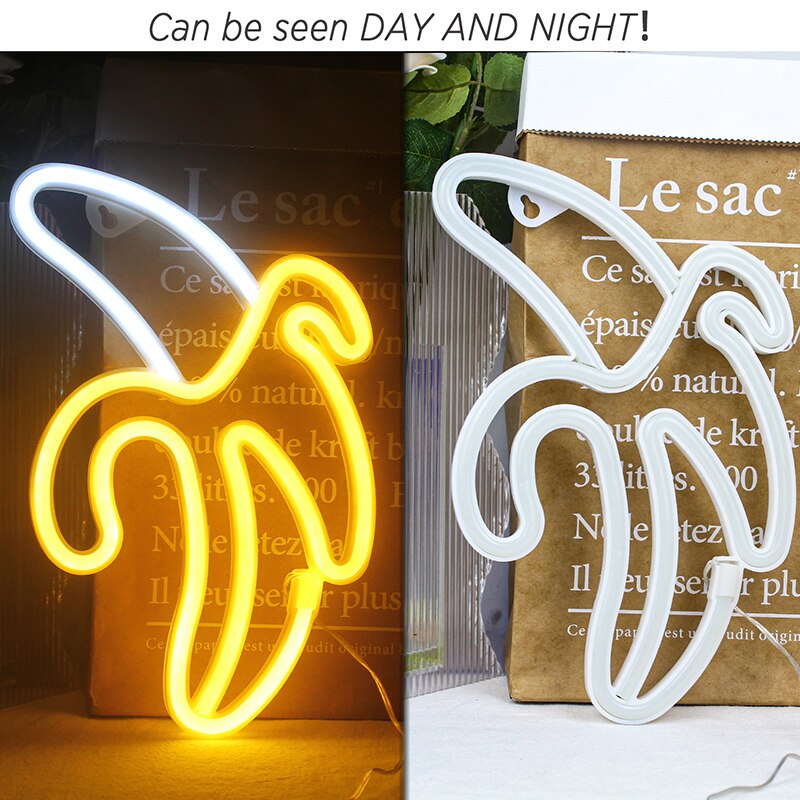 Wanxing Banana Neon Signs LED USB/Battery Powered Neon Lights for Christmas Room Wall Kids Bedroom Birthday Party Bar Decor