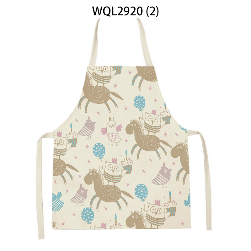mandilon escolar infantil delantal barbero limpieza hogar Blusa con estampado de dibujos de animales para niños, delantal de cocina a prueba de aceite, antiincrustante, para el hogar,: WQL2920-2 / 68x55cm adultsize