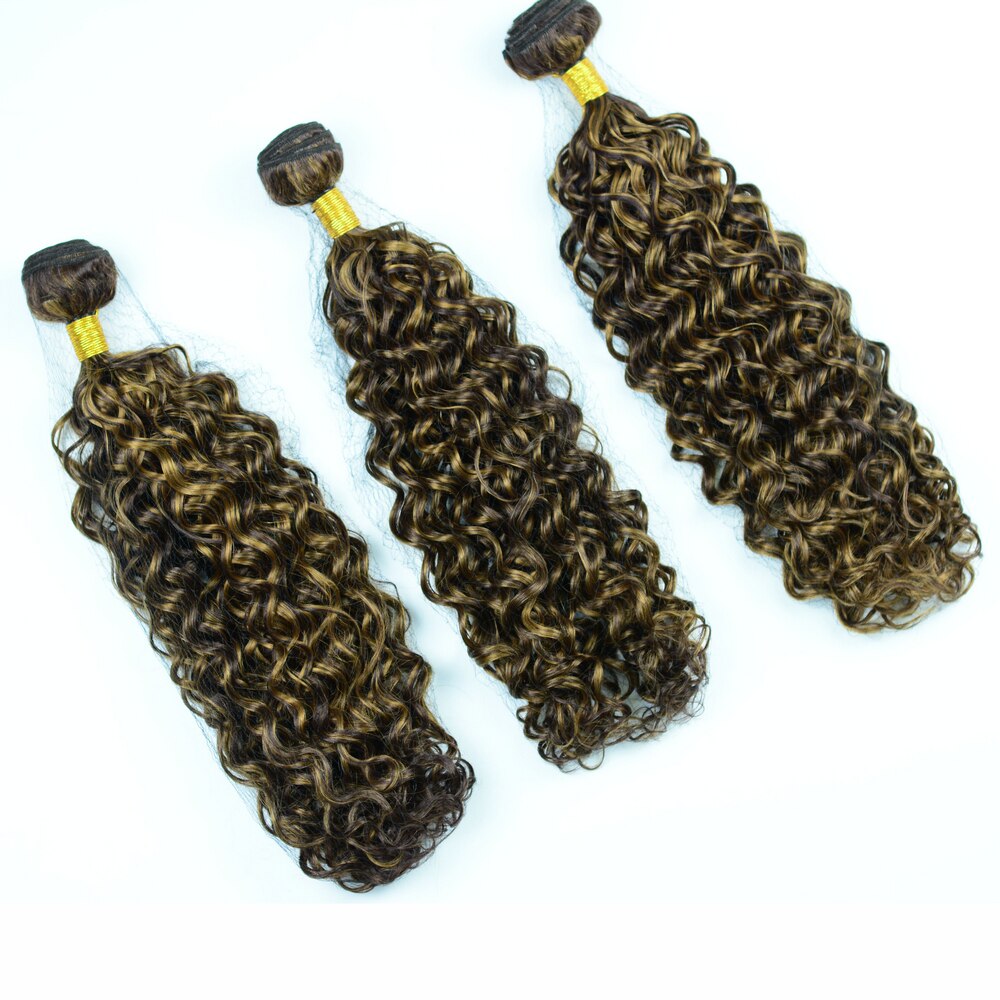 Adorable tissage synthétique ondulé T1b30 en Fiber résistante à la chaleur, mèches de cheveux bouclés Jerry, couleur brun foncé ombré, 100g: P4 / 27 / 4 Pièces