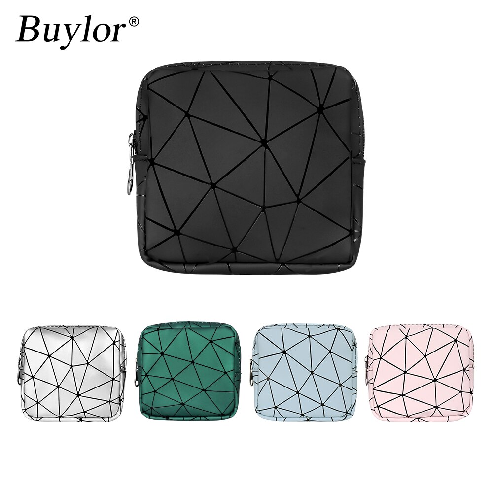Buylor makeup taske organizer cometic holder håndtaske organizer menstruationspude opbevaringstaske rombe hygiejnebind organizer