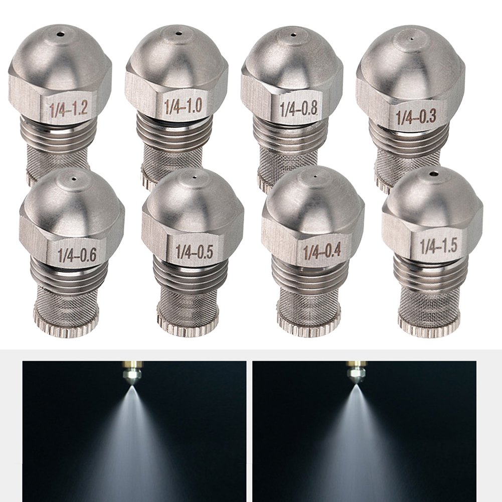Zerstäubungsspray, Nebeldüse, Durchmesser 0,3–1,5 mm, feines Zerstäubungsspray, 1/4 BSPT, Hoch- und Niederdruck-Nebeldüse, Öffnung aus Edelstahl