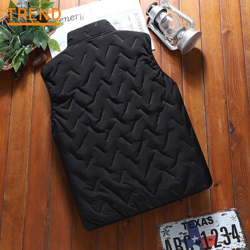 Outono inverno moda masculina colete acolchoado jaqueta casual grosso colete quente gola sem mangas puffer jaquetas masculinas topos