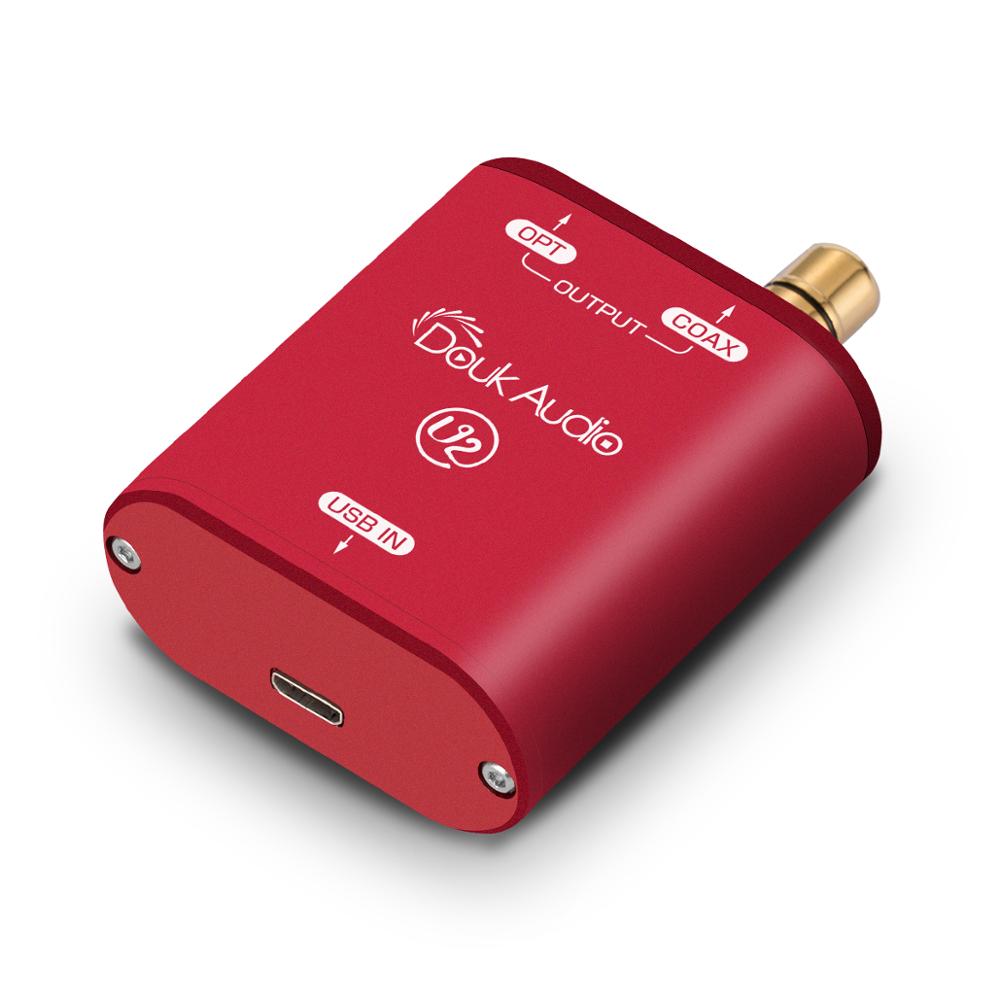 Douk Audio U2 Mini USB to SPDIF Audio Converter XMOS XU208 Digital Interface COAX/OPT DSD DOP 192KHz: Red