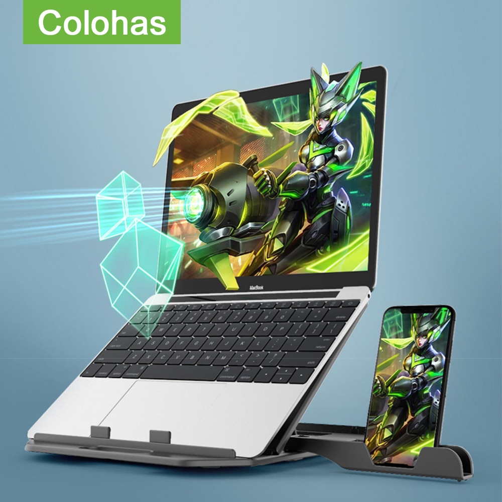 Altura ajustável portátil suporte para macbook lenovo computador 360 graus de rotação inferior notebook almofada refrigeração suporte do telefone