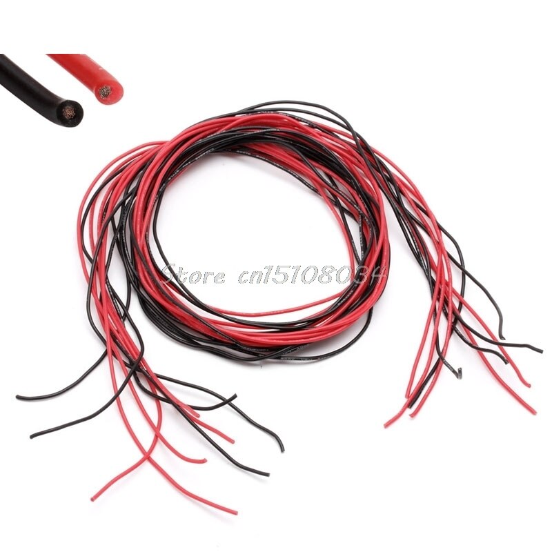 24 awg silikone gauge fleksibelt strenget kobberkabel 10 fødder til rc sort rød  s08 &