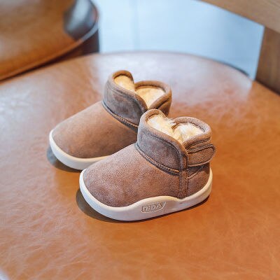 Neue Baby Jungen Winter Schnee Stiefel freundlicher Warme Dicken Plüsch Schuhe Mädchen Kurze Martin Stiefel Kleinkind Nicht-Unterhose weiche Baumwolle Stiefel: khaki / 18cm