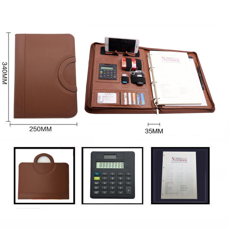 File Folder A4 Fichario Ring Binder Case for Document Organizer Office Manager Padfolio File Cabinet Holder Zipper Briefcase Bag