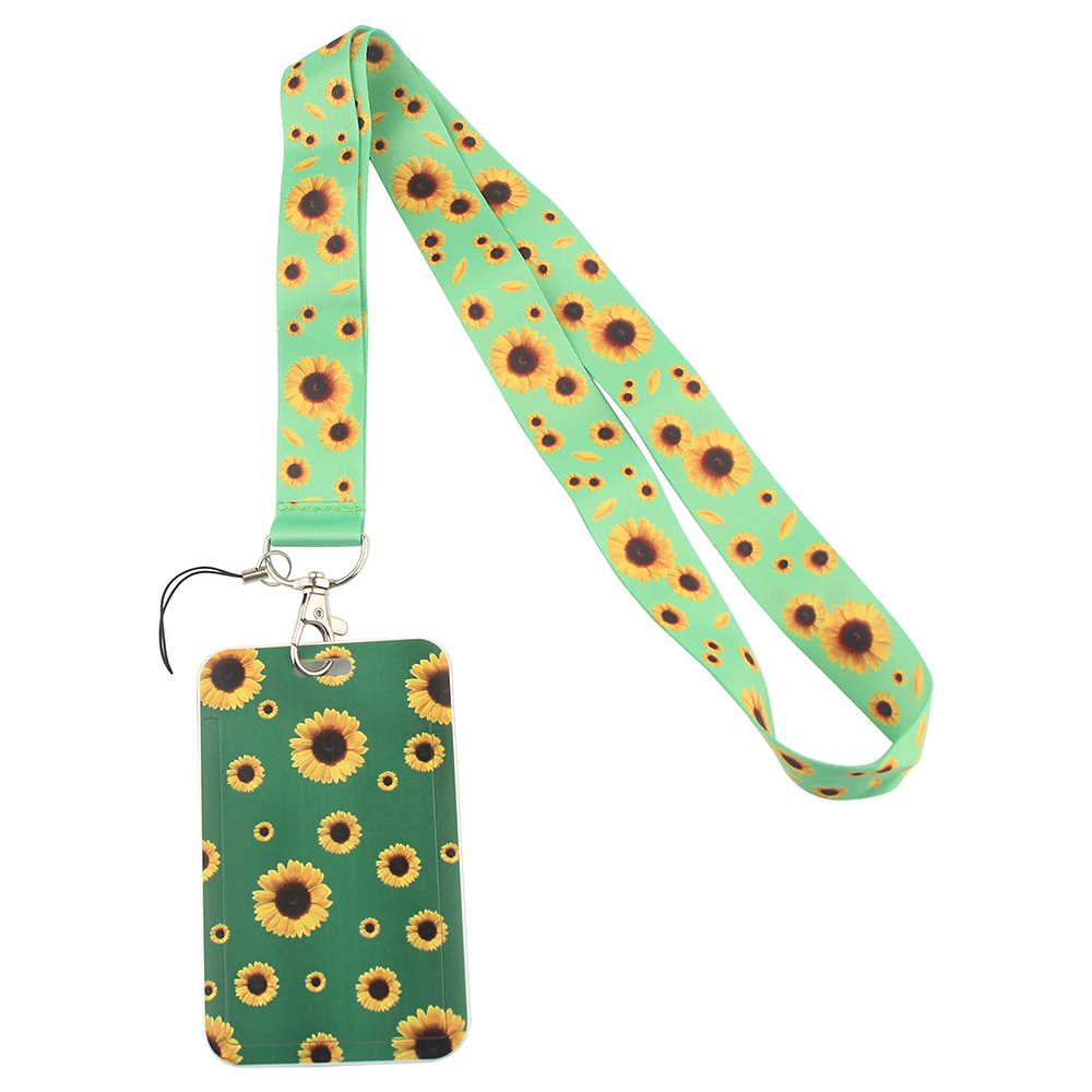 1Pcs Sunflower Lanyard Id Badge Holder Keychain ID Card Pass Gym Mobile Key Rings Nurse Accessories: NO.5