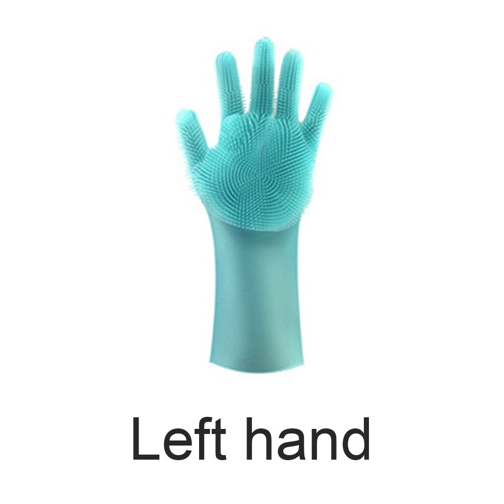 1 Pairs Silicon Dish Scrubber Rubber Gloves Food Grade Cleaning Sponge Dishwashing Brushs Kitchen Dishes Washing Latex Gloves
