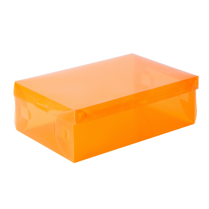 Caja de almacenamiento de zapatos de plástico transparente para mujer/niño, caja de cosméticos plegable, estante de zapatos de Color, caja de zapatos abatible, 5 uds.: Naranja