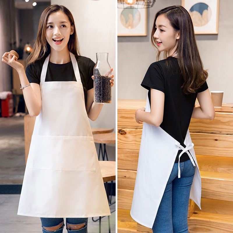 White apron wrapped apron cooking kitchen cotton apron women
