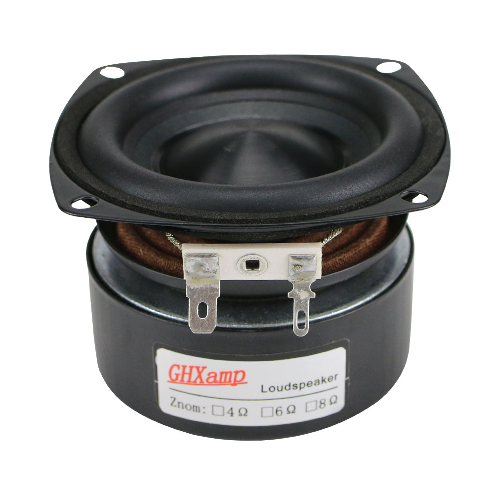 Ghxamp 3 Inch Woofer Subwoofer 4ohm 25W Hifi Vierkante Bass Speaker Zwart Alumina Keramische Cap Rubber Rand 2 stuks