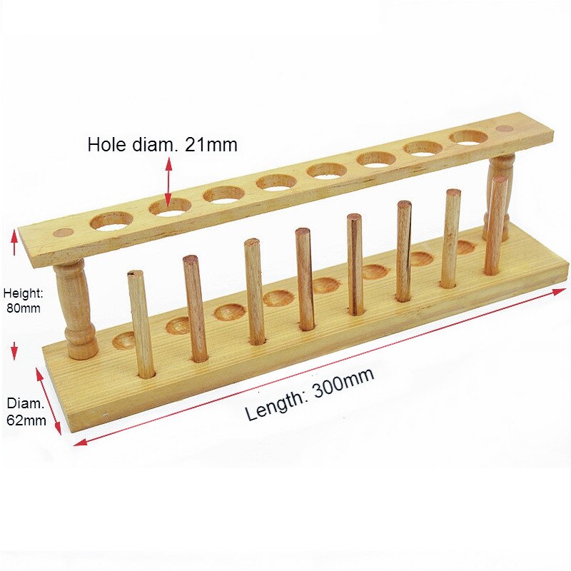 Wooden Drying Rack For Test Tubes Wooden Holder Suitable For Tube Diameter 21 mm Dry Stand 8 Well