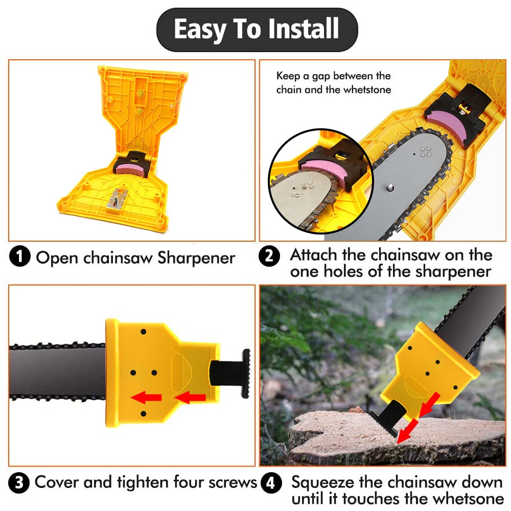 Chainsaw Teeth Sharpener Chainsaw Fast Grinding Chainsaw Chain Sharpener Portable Durable Easy Power Sharp Bar-Mount Whetstone