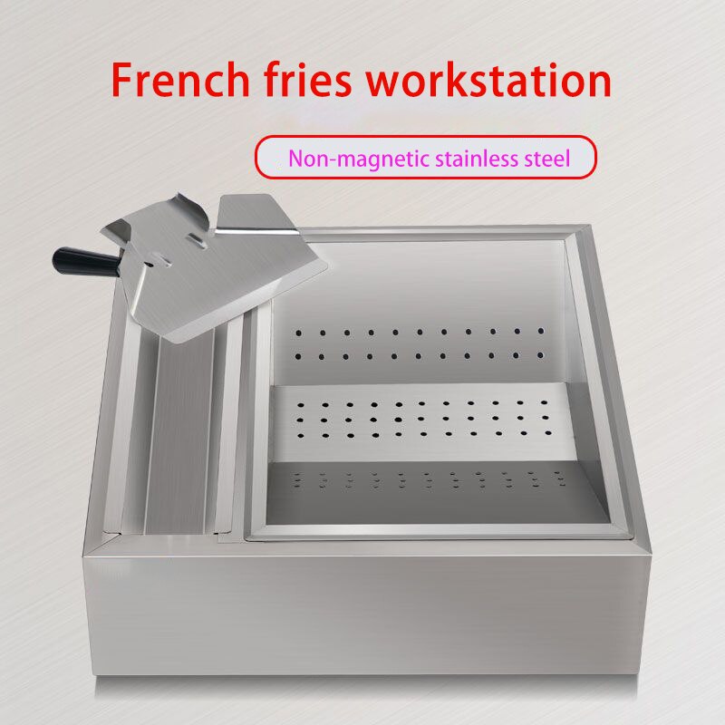 Commercial Fries Workstation Fries Operation Table Stainless Steel Fries Oil Control Tank Burger Shop Equipment Without Magnet