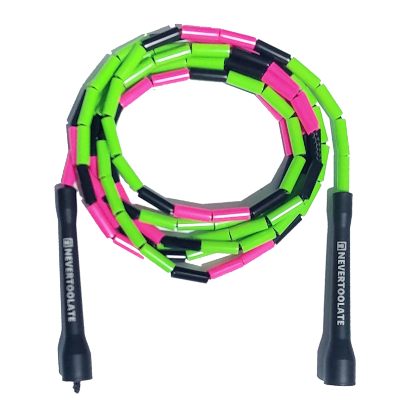 NEVERTOOLATE ELEVATE ROPE RUSH ATHLETICS BEADED JUMP SKIPPING ROPE RAINBOW HARD BEADS 2,9 METER EINSTELL