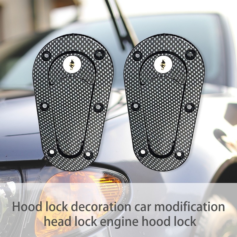 Hood Pins Carbon Fiber With Keys - Universal Racing Bonnet Latch Lock ...
