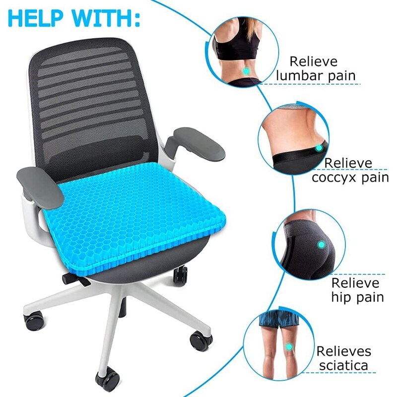 Cojín ortopédico de Gel para asiento, funda de tela antideslizante, transpirable, para silla y coche