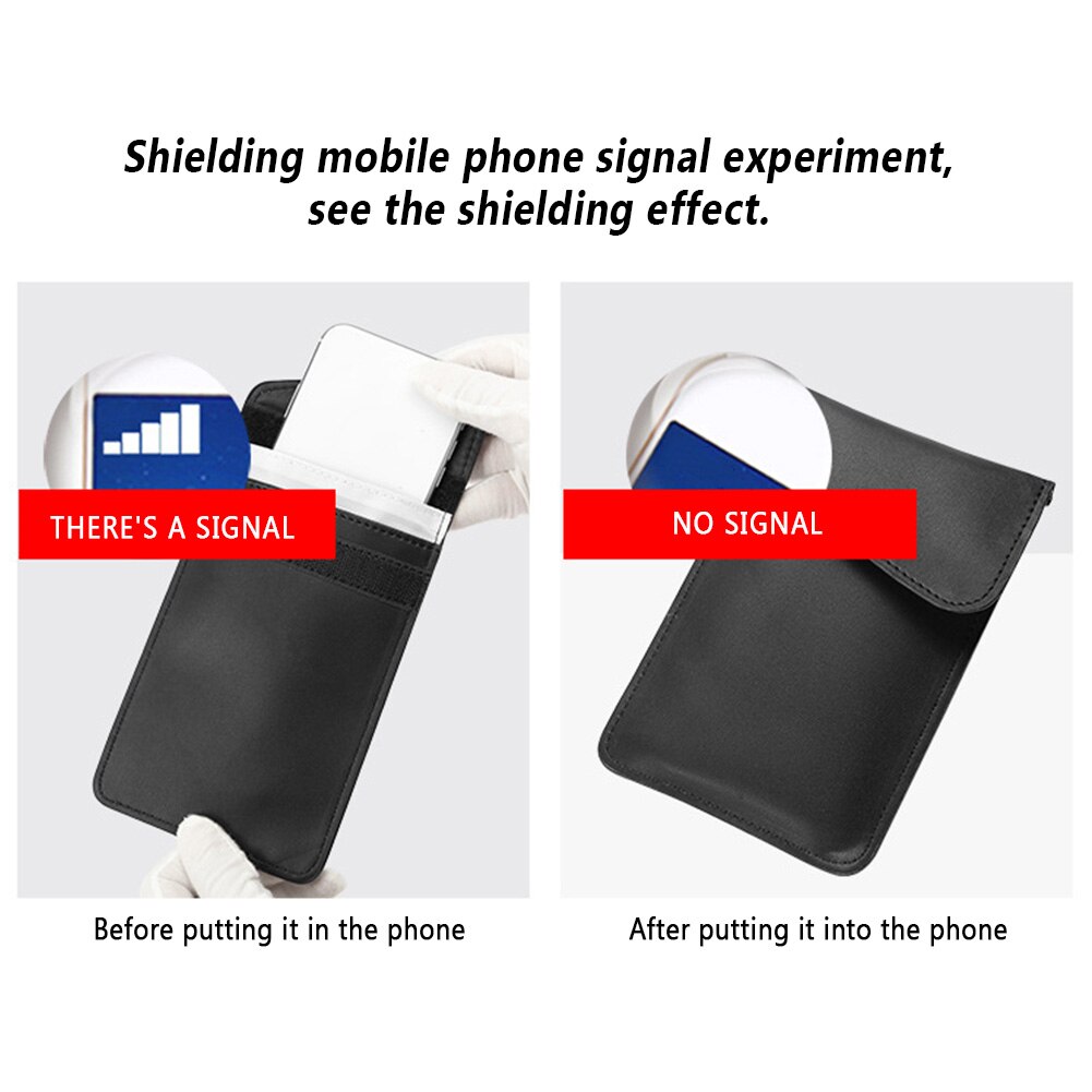 Signalblokkerende pu-skinn svart forseglet med rfid-skjold lommebok svindelbeskyttelse faraday bag pose bilnøkkel mobiltelefon bærbar