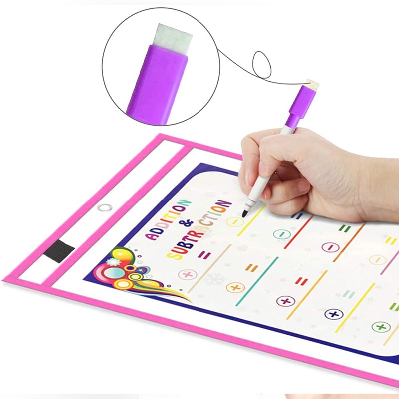 Magnetic Whiteboard Soft Dry Erase Pockets Bags Write Wipe Drawing Writing Classroom Teaching Supplies Reusable Magnet Markers