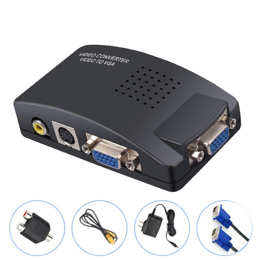 AV zu VGA Adapter RCA VGA Konverter PC Laptop Video TV RCA Composite S-Video AV In Zu PC VGA LCD Out Converter