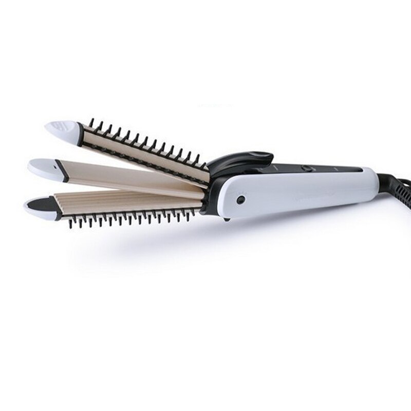 3 in- in-1 stijltang, krultang, multifunctionele krultang, stijltang, keramische krultang, snel verwarmend haarverzorgingstools: Wit / Eu