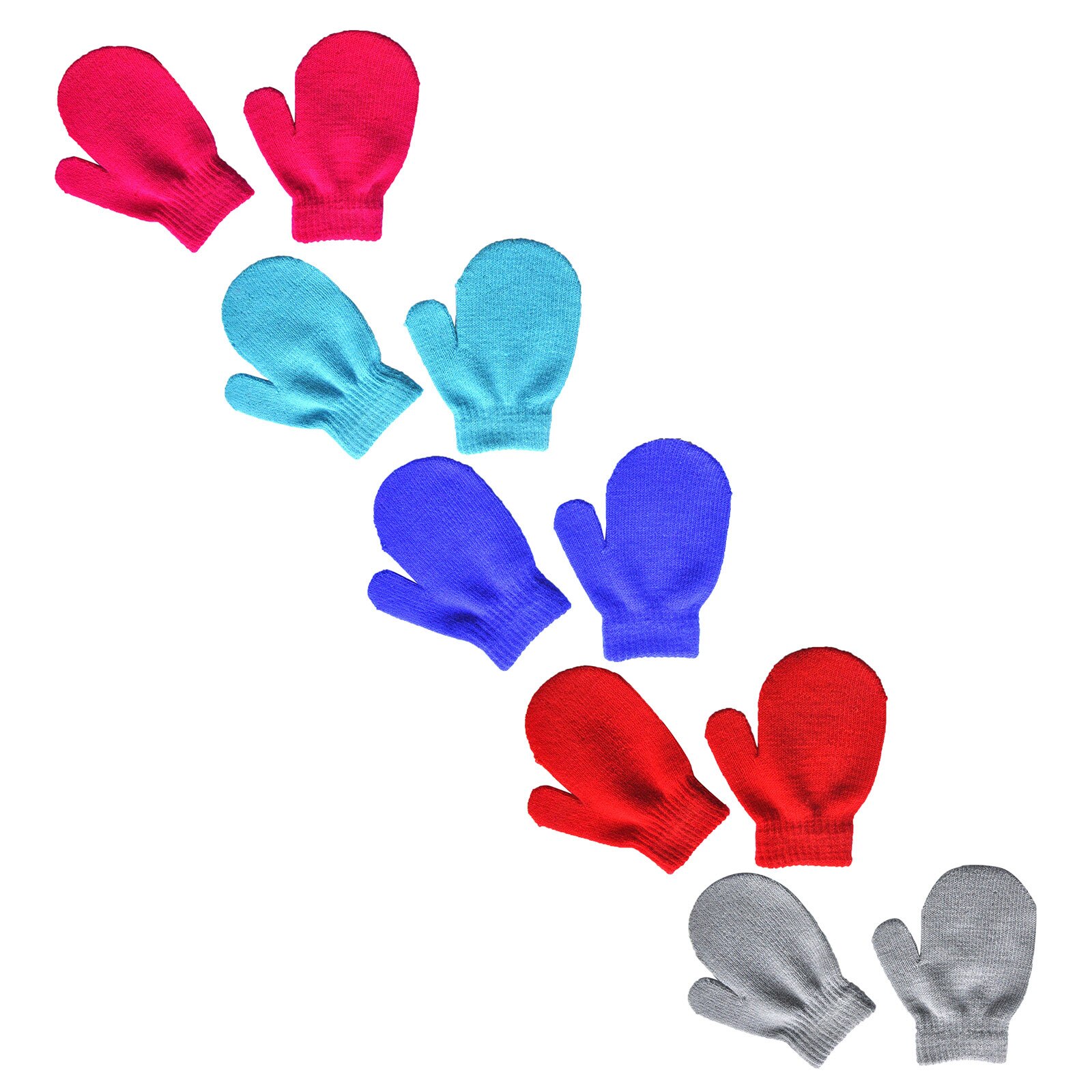 5Paare Winter Baby freundlicher Warme Gestrickte Handschuhe Dicke Feste Farbe Nicht-Unterhose Touchscreen Volle Finger Handschuhe Für kleinkind freundlicher Jungen Mädchen: J