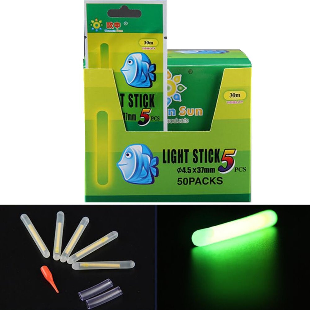 250 Stks 4.5*37 MM Vissen Glow Stick Voor Lichtgevende Visdobbers Bobber Staaf Night Verlichting Groen Night Fluorescerende licht Stok