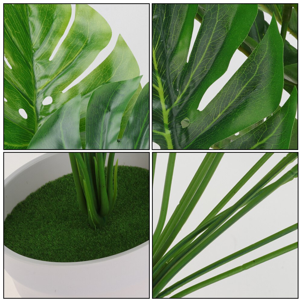 1Pc Faux Monstera Plant Realistic Green Faux Monstera Plant Artificial Monstera Pot for Office Home