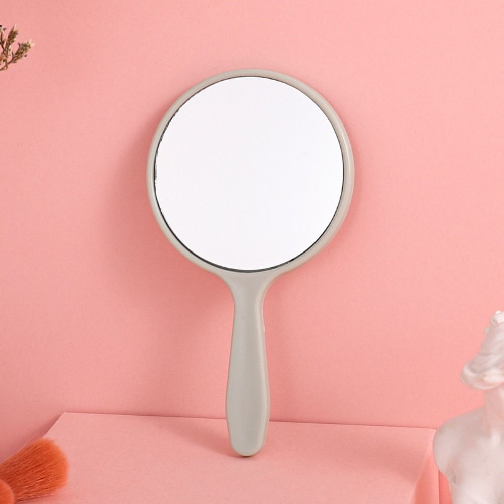 DIY Makeup Mirror Cute With Handle Small Round Handheld Mirror Handheld Anti-fall Portable Mirror Home