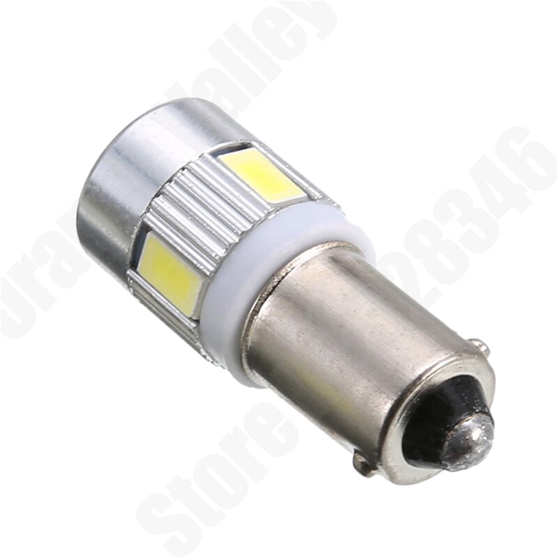 1 stk  ba9s t4w h6w led led 5630 6 led sidekilelys intern signallampe  dc 12v hvid