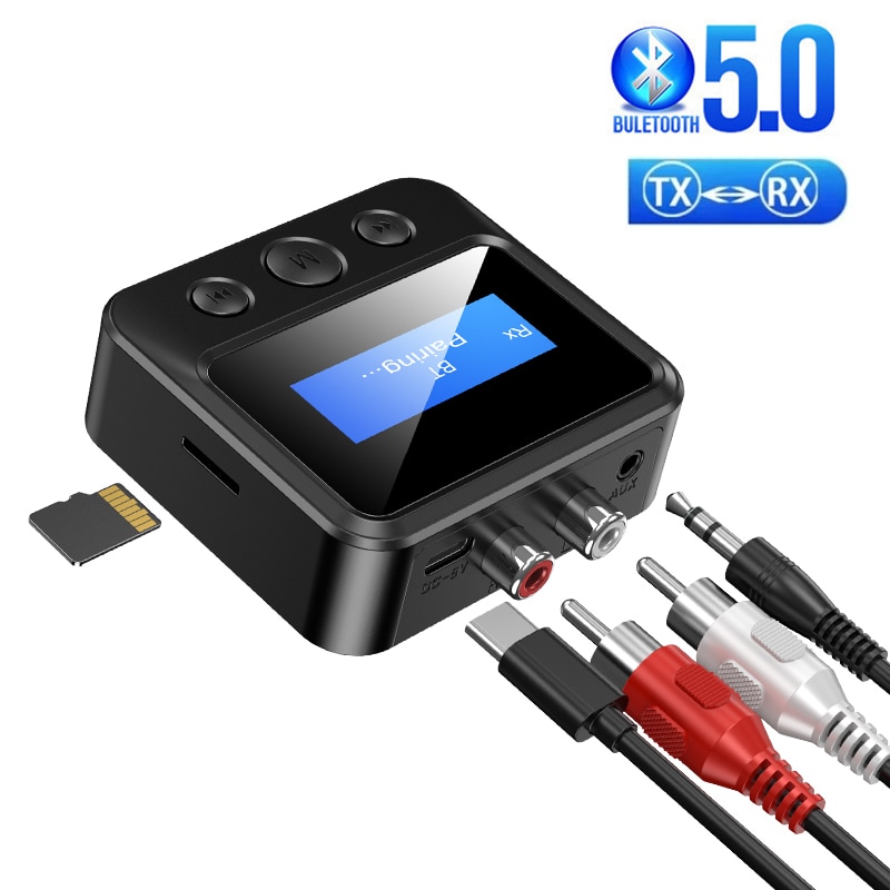 Bluetooth 5.0 odbiornik audio nadajnik 3.5mm AUX Jacek RCA klucz USB stereofoniczny LCD + SD adapter bezprzewodowy robić telewizor samochodowy PC słuchawki