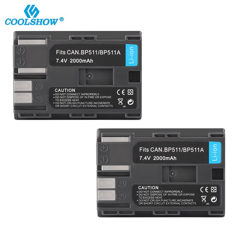 BP-511 BP511 BP-511A Battery For Canon EOS 40D 300D 5D 20D 30D 50D 10D D60 G6 BP511 FV40 FV30 FV100 200 Camera Batteries 2000mah