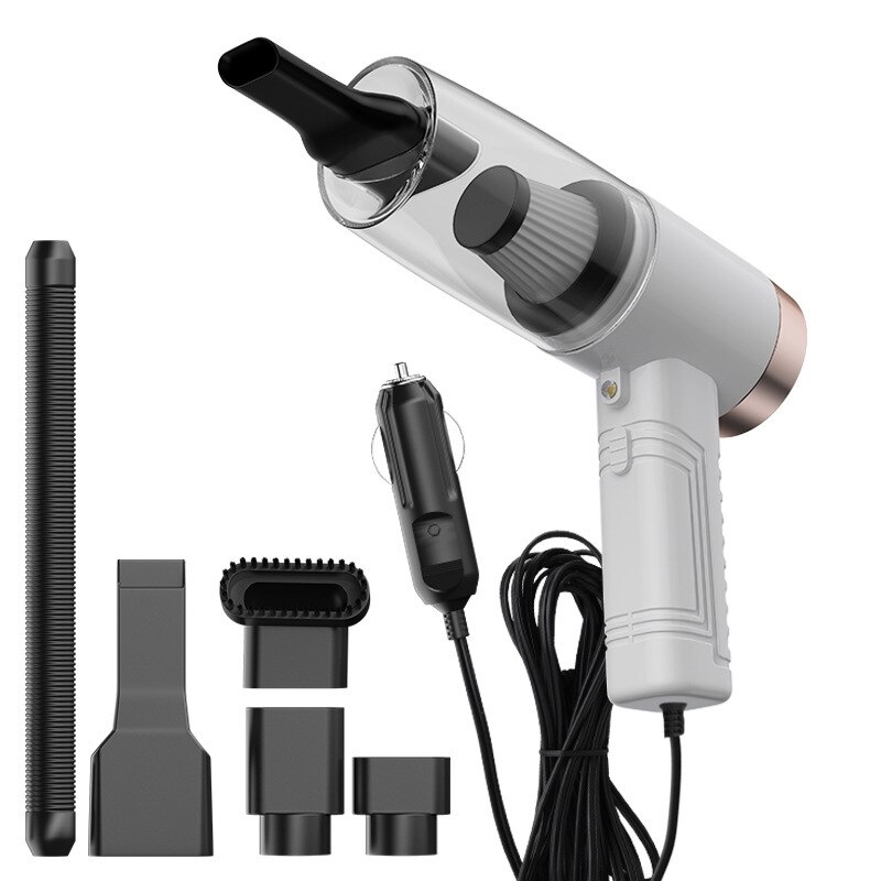 12V Car Vacuum Cleaner 120W Wet Dry Dual Use Portable Car Vacuum Cleaner High Power 3 in 1 Aromatherapy Lamp: White