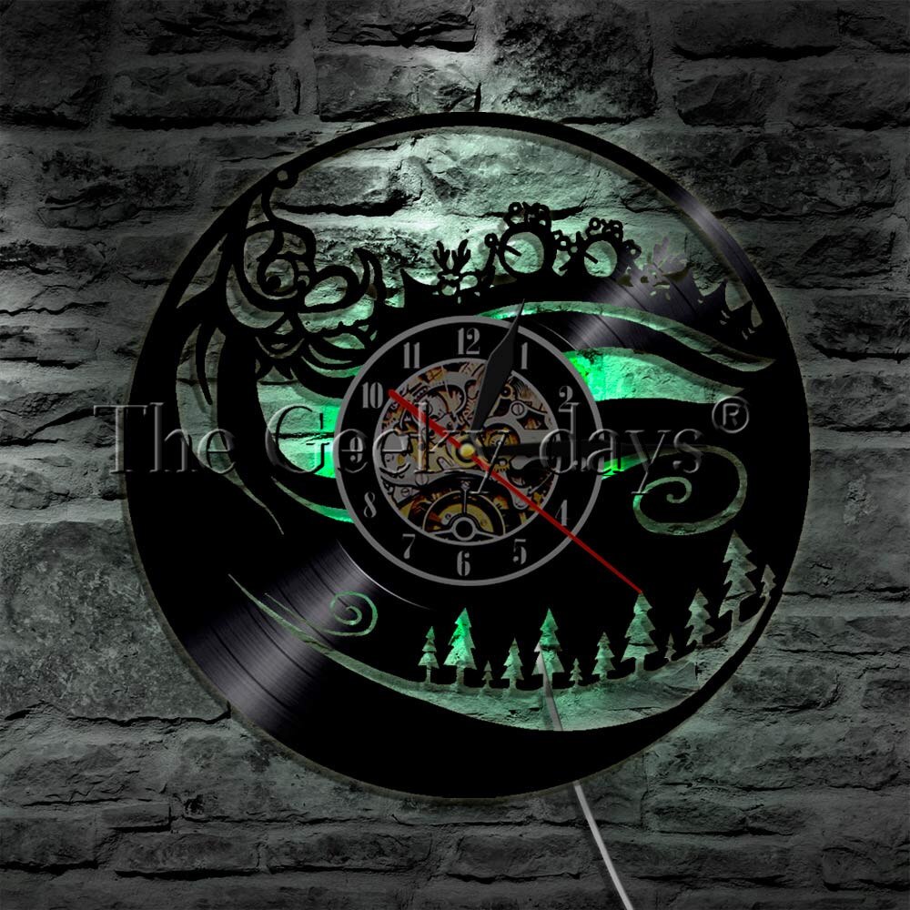 Weihnachten Baum Schneemann LED Silhouette Hintergrundbeleuchtung Licht Vinyl Uhr Farbe Ändern Moderne Atmosphäbetreffend Nachtlicht Für freundlicher
